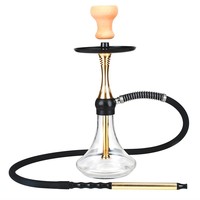 Tige de chicha en alliage d'aluminium à trou unique personnalisée avec base en verre coloré à visser et autres accessoires pour chicha