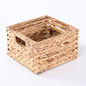Straw Basket Small Water Hyacinth Tray Water Hyacinth Storage Baskets