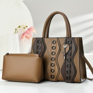 <b>Black</b> <b>Patent</b> Leather Tote <b>Handbag</b> Set Shoulder Bag with Pouch Rhinestone Handle Purse for Women - Product Image 2