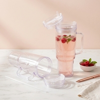 Offre Spéciale Rentrée des Classes : Gobelet en Plastique DIY à Paillettes Injectées 40oz avec Poignée, Double Paroi, Transparent, Effet Boule à Neige – Essentiels Cadeaux