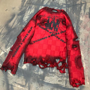 사용자 정의 남자의 100% 면 헤비웨이트 니트 캐주얼 긴 소매 O-넥 티셔츠 통기성 패브릭 인쇄 위장 및 로고 - Product Image 4