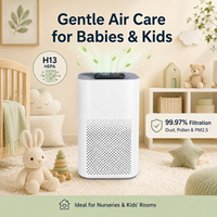 Penjernih Udara WiFi Portabel untuk Kamar Tidur Ruangan Kecil Filter HEPA H13 H14 Sensor PM 2.5 Kontrol Aplikasi Pintar