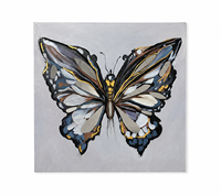 Vente en gros 100% peinture à l'huile à la main de haute qualité papillon peint à la main avec miroir mur Art toile Support Base pour la maison vente