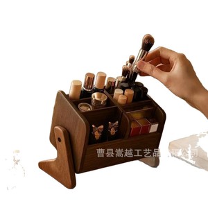 Solid Wood Desktop Makeup Brush <b>Storage</b> Box 17x12x15cm Cosmetic Organizer For Bedroom <b>Dressing</b> <b>Table</b> - Product Image 2