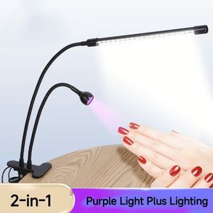 Metallo morsetto lampada da scrivania LED a doppia testa universale tubo viola riparazione del telefono cellulare illuminazione sanitaria - Product Image 3