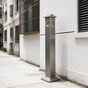 Cenicero de pie de acero inoxidable con diseño ecológico sin tapa para cubo de almacenamiento de pilar de piso vertical uso en exteriores - Product Image 1