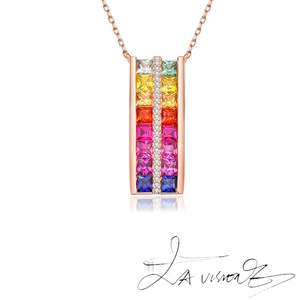 คันทราทักต์ซีรีส์ 925 จี้เงินฝังคอรันดัมสังเคราะห์สีขาวแซฟไฟร์สำหรับทุกเพศ - Product Image 5