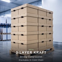 Boîte en carton kraft ciré, 3 couches, ondulée, imperméable, résistante à l'humidité, pour l'emballage de volailles, chaîne du froid, taille personnalisée
