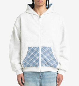 Fabricante de <span class=keywords><strong>Ropa</strong></span>, Sudaderas con Cierre Personalizadas para Hombre, Talla Grande, Gruesas, de Alta Calidad, con Doble Capa y Diseño a Cuadros - Product Image 5