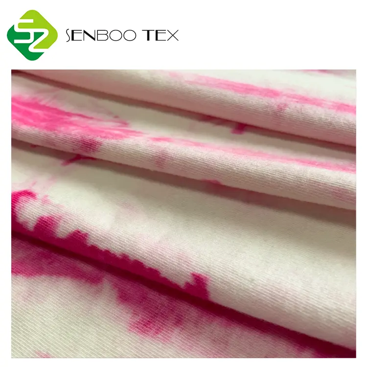 Trecho 95 238gsm 5 tie dye spandex malha de algodão francês terry tecidos fornecedor