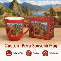 Souvenir touristique du Pérou, tasse à café en céramique, Machu Picchu, alpaga, design montagne Andes, pour tasses, personnalisation OEM ODM, vente en gros