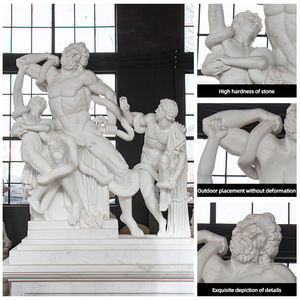 Escultura de mármol blanco religiosa de tamaño natural tallada a mano de La Virgen María, escultura artística - Product Image 4