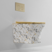 WC mural de luxe en céramique couleur or, cuvette à chasse directe, sanitaires suspendus au mur