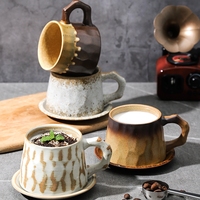Ensemble de tasses à thé, café et bière en céramique, style nordique luxueux violet glamour, avec poignée, en porcelaine, réutilisables, lavables au lave-vaisselle