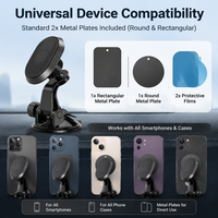Support magnétique universel pour téléphone de voiture, fixation par ventouse sur tableau de bord, rotatif à 360°, multi-angle, multifonction, plastique + métal, auto