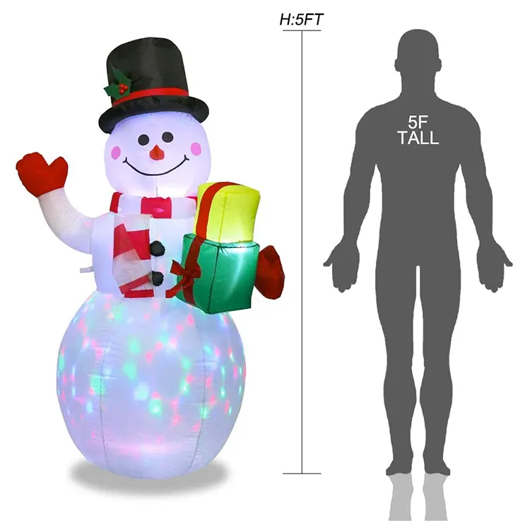 5Ft Tall Cheap Factory Price Best Quality Colorful Led Lights Inflatable Christmas Snowman