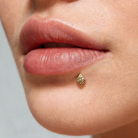 Anting-anting tusuk emas bentuk rhombus dari baja bedah 316L, cocok untuk bibir, Monroe, Medusa, Helix, Tragus, perhiasan tindik untuk pria dan wanita