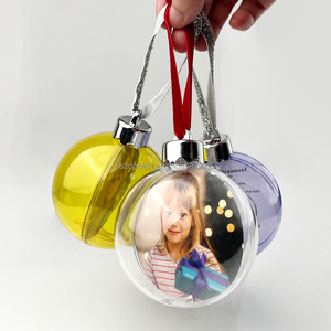 Rõ ràng đồ trang sức có thể mở ra trong suốt bóng giáng sinh hình cầu kích thước khác nhau cây trang trí nhà trang trí một nửa Màu Đỏ nửa trong suốt - Product Image 4