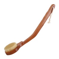 Brosse de bain incurvée en bambou naturel avec bois Vegan poils de sanglier détachable longue poignée corps sec humide rondelle arrière pour femmes hommes