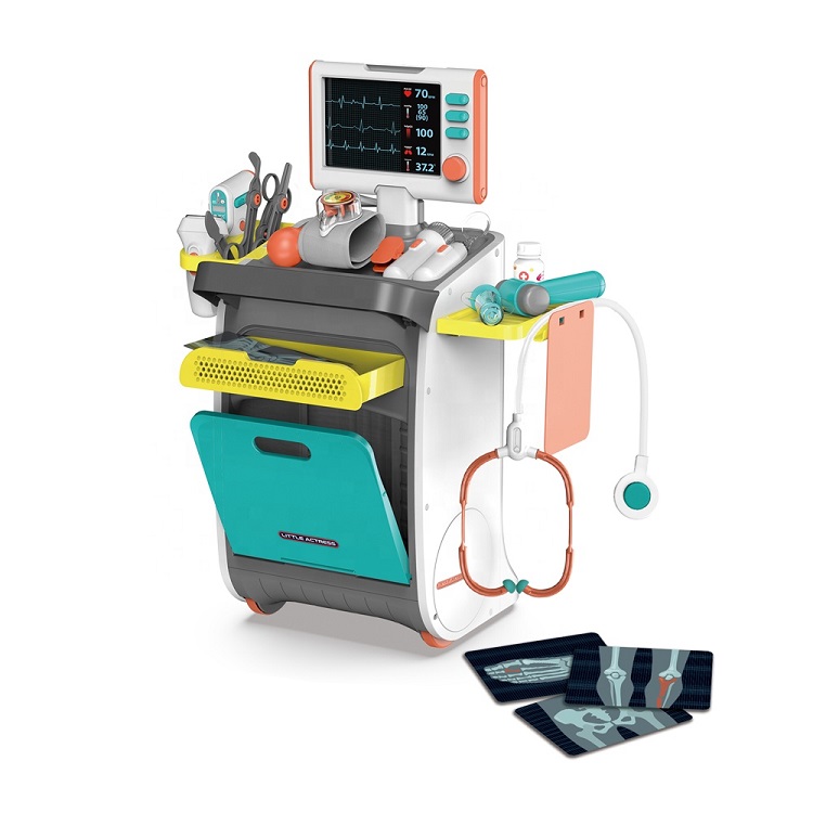 Ролевая игра докторский медицинский стол игрушечное оборудование тележка Музыка Звук развивающий врач набор для детей