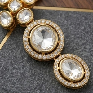 Parure de collier et boucles d'oreilles en argent 925 plaqué or avec perles vertes et moissanite, bijoux de mariée pour cadeau de mariage - Product Image 4