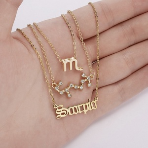 Conjunto de joyería a la moda para adultos, collar de astrología inglesa antigua con signo de estrella del zodiaco 12, Horóscopo hipoalergénico - Product Image 6