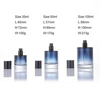 Flacon de parfum en verre bleu dégradé de luxe 30ml/50ml/100ml avec coffret cadeau personnalisé, emballage de parfum haut de gamme avec insert