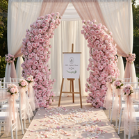 Arche de mariage rose romantique personnalisée DKB, arrangements floraux en soie haut de gamme pour hôtels, mariages et décorations de fêtes