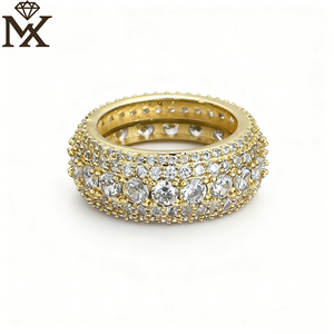 Anillo de cadena de Hip Hop de estilo cubano Unisex de plata 925, ajuste de cinco filas, anillo de Boutique de Zirconia cúbica, joyería de regalo de boda. - Product Image 4