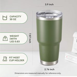 Gobelets de voyage isothermes sous vide en acier inoxydable de 20 et 30 oz avec pailles, revêtement poudré, impression de logo personnalisé - Product Image 2