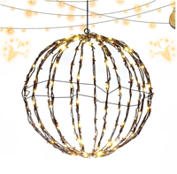 Guirlandes lumineuses sphériques de Noël pour l'intérieur et l'extérieur, IP44, pliables, 10 cm, 20 cm, 30 cm, 40 cm, 50 cm, boules décoratives suspendues avec structure en fer