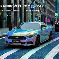 Großhandel TOPCAR HC-5005 Regenbogen-Chrom-Rosa 7,5mil Auto-Folierung 2 Jahre Garantie Eine Ganze Rolle 1,35x18M Fabrik-Autoaufkleber