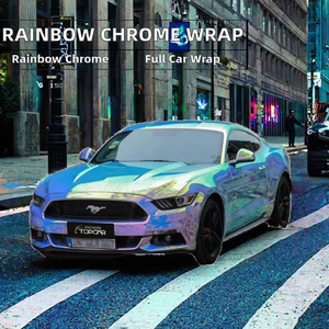 Wholesale TOPCAR HD Rainbow Chrome <b>Pink</b> 7.5mil Car <b>Wrap</b> Vinyl One Full Roll 1.35X18M Factory Direct PET Car Stickers - Product Image 2