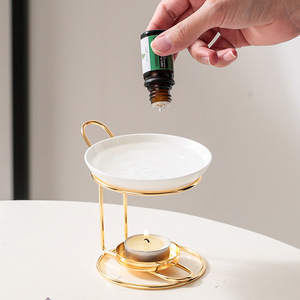 Lampe chauffante électrique à poignée unique en céramique plaquée or <span class=keywords><strong>pour</strong></span> diffuseur d'aromathérapie <span class=keywords><strong>pour</strong></span> faire fondre la cire <span class=keywords><strong>Amazon</strong></span> - Product Image 4