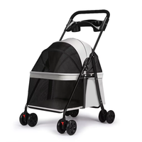 Carrito para Mascotas Plegable de Dos Manos, Ecológico, de 4 Ruedas, Ligero, de Acero al Carbono y Tela Oxford, para Perros Pequeños y Gatos, Portátil, Superventas