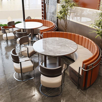 Sillas y Mesas Semicirculares Modernas de Alta Calidad para Restaurantes, Conjuntos de Muebles para Cafeterías y Comercios