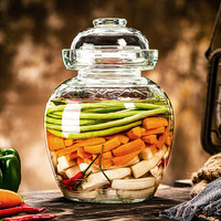 Pot de conservation 5L 10L en verre hermétique pour cuisine, bocaux de stockage domestiques pour cornichons fermentés avec couvercle en verre