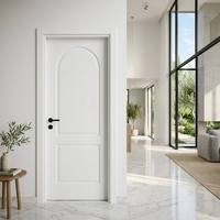 Porte intérieure moulurée en MDF blanc apprêté sur mesure, kit de porte pré-montée à âme pleine avec cadre et quincaillerie pour hôtel et appartement