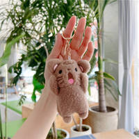 Porte-clés en peluche coréen doux de 12 cm, forme 3D, dessin animé Kawaii, jouet animal en peluche qui crie, pour breloque de sac