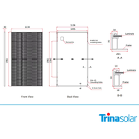 Panneaux solaires bifaciaux PERC de type N Trina TSM-NEG21C.20 Vertex en gros, 700-725W, boîtier de jonction IP68, demi-cellules, efficacité 23,3%
