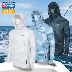 Chemise de pêche pour <span class=keywords><strong>homme</strong></span> UPF 40+ en soie glacée avec capuche et masque facial, motif camouflage océan, séchage rapide, respirante, protection solaire, vêtements de pêche pour le froid - Product Image 1