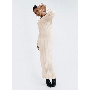 Nouvelle robe longue sexy à épaules dénudées pour femmes européennes et américaines, automne 2023, robe longue à manches longues en tricot - Product Image 3