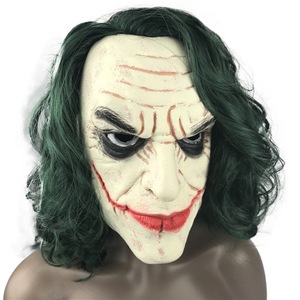 Máscara de Látex de Joker con Cabello Verde, Disfraz para Fiesta de Halloween, Patrón de Figura Terrorífica y Espeluznante - Product Image 3