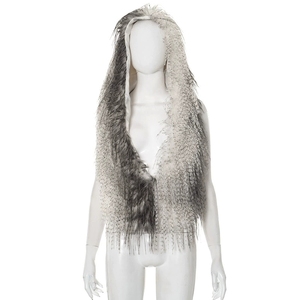 เสื้อคลุมขนสัตว์ผู้หญิงแบบใหม่ 10060 แบบคอวีลึก สายรัดหลังเปิดกว้าง - Product Image 6