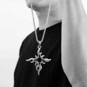 Collier personnel avec pendentif punk en <span class=keywords><strong>acier</strong></span> <span class=keywords><strong>inoxydable</strong></span> hip-hop rétro vague de flamme pour hommes - Product Image 2