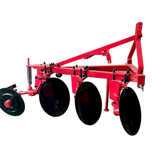 Charrue à disques hydraulique rouge à 3 lames pour préparation des terres agricoles et labour profond, pour utilisation avec tracteur - Product Image 1