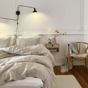 100% Set di biancheria da letto in puro lino francese 4 pezzi <span class=keywords><strong>copripiumino</strong></span> con tasca a forma di Deetp 2 federe - Product Image 2