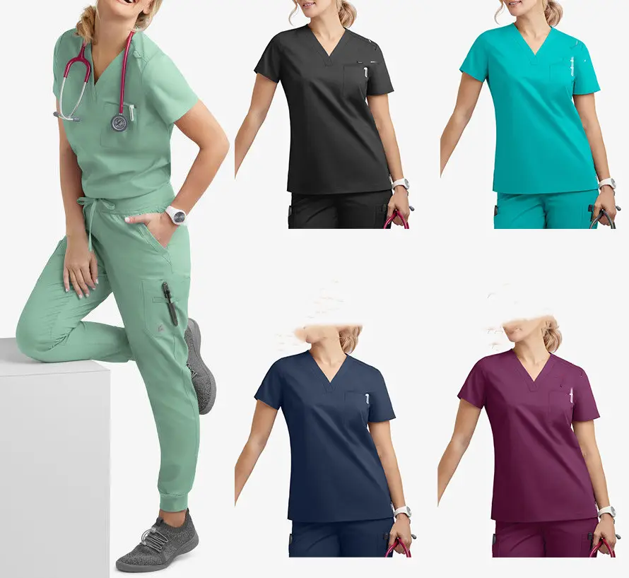 Stile scrub uniformi vendita calda semplice per le donne uniformi ospedaliere infermiere scrub uniformi impermeabili