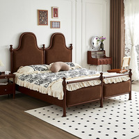 Lit en bois massif américain vieux Paris rétro français colonne romaine chambre à dossier haut lit double en velours