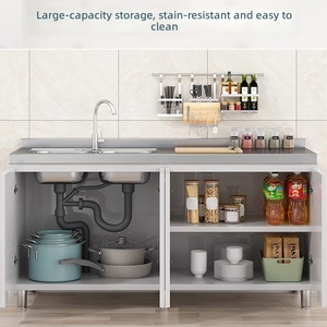 <span class=keywords><strong>Cucina</strong></span> Modulare Compatta da Esterno in Acciaio Inox 304, Stazione BBQ Bloccabile in HPL con Fornello a Gas Estraibile e Frigorifero per Patio e Glamping - Product Image 3